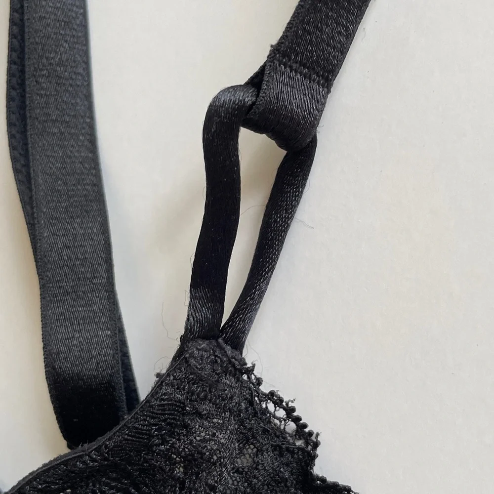 Victoria’s Secret Lace Bra Unlined Demi Underwire Non Padded Bra Black